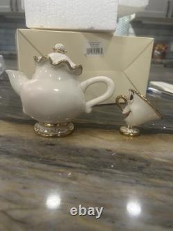 NIB Disney Lenox Mrs. Potts & Chip Figurines Beauty and the Beast Collectible