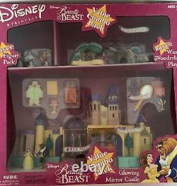 NIB Disney Polly Pocket Style Beauty & The Beast Glowing Mirror Castle + Bonus