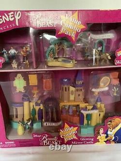 NIB Disney Polly Pocket Style Beauty & The Beast Glowing Mirror Castle + Bonus