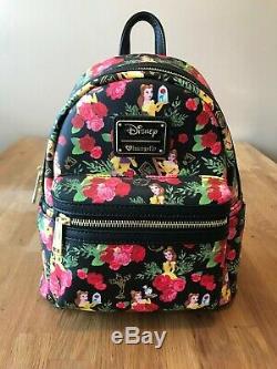 NWT Loungefly Disney Beauty & The Beast Belle Roses Black Red Mini Backpack
