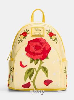 NWT Loungefly Disney Beauty and the Beast Rose Yellow Mini Backpack