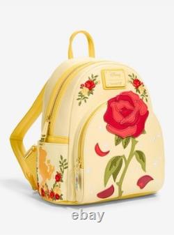 NWT Loungefly Disney Beauty and the Beast Rose Yellow Mini Backpack