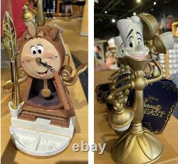 New! Disney Beauty And The Beast Funcional Clock & Lumiere Light Up Set 2