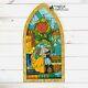 New Disney Parks Beauty And The Beast Stained Glass Window Figure 23 Tall