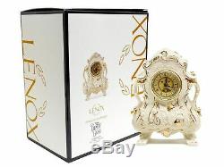 New NIB Lenox Disney Beauty and the Beast Cogsworth Clock 7 White Gold