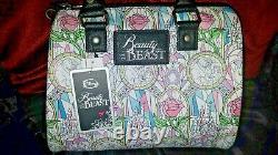 New Tags Loungefly Disney Beauty & The Beast Purse Stained Glass Barrel Handbag