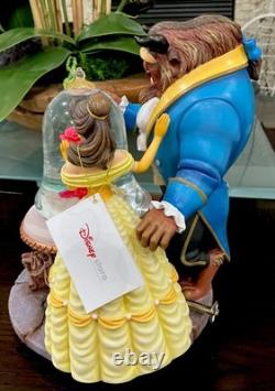 New VTG Disney Beauty and the Beast Snow Globe Enchanted Rose Musical Snowglobe