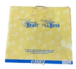 New VTG Disney Beauty and the Beast Snow Globe Enchanted Rose Musical Snowglobe