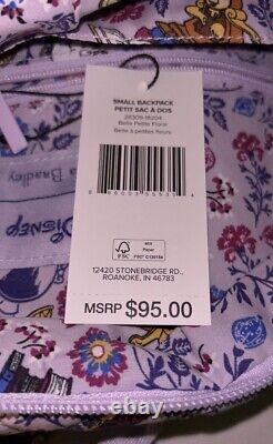 New Vera Bradley Disney Small Backpack Bag Belle Petite Floral Beauty & Beast
