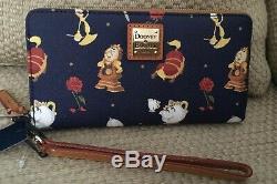 Nwt Dooney & Bourke Disney Beauty & The Beast Wristlet Wallet Rose Mrs Potts