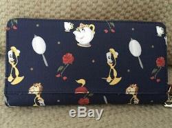 Nwt Dooney & Bourke Disney Beauty & The Beast Wristlet Wallet Rose Mrs Potts