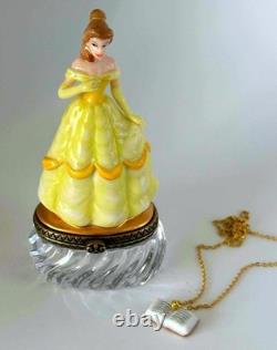 PHB Disney Beauty & Beast Belle Trinket Box Figurine With Book Chain Necklace