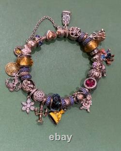 Pandora bracelet and other sterling silver Disney beauty and the beast charms