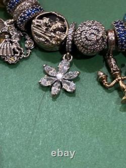 Pandora bracelet and other sterling silver Disney beauty and the beast charms