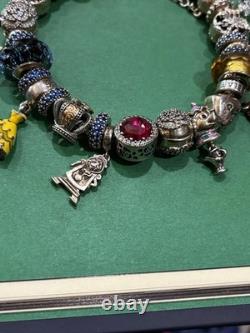 Pandora bracelet and other sterling silver Disney beauty and the beast charms