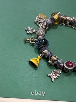 Pandora bracelet and other sterling silver Disney beauty and the beast charms