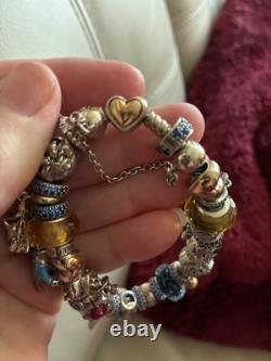 Pandora bracelet and other sterling silver Disney beauty and the beast charms