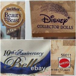 RARE NEW 2002 Disney BEAUTY & The BEAST 10th Anniversary BELLE Mattel #56011