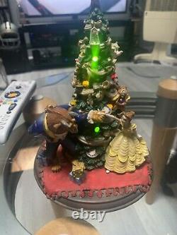 RARE VINTAGE DISNEY BEAUTY AND THE BEAST CHRISTMAS TREE STATUE Music & Lights 8