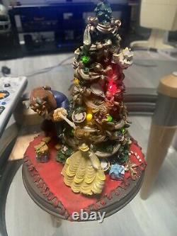 RARE VINTAGE DISNEY BEAUTY AND THE BEAST CHRISTMAS TREE STATUE Music & Lights 8