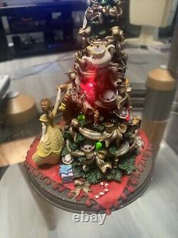 RARE VINTAGE DISNEY BEAUTY AND THE BEAST CHRISTMAS TREE STATUE Music & Lights 8