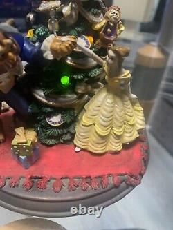 RARE VINTAGE DISNEY BEAUTY AND THE BEAST CHRISTMAS TREE STATUE Music & Lights 8