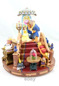 RARE VTG Disney Beauty And The Beast Musical Lighted Snowglobe Snow Water Globe