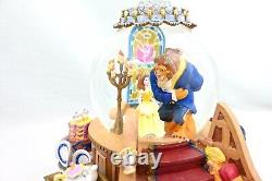 RARE VTG Disney Beauty And The Beast Musical Lighted Snowglobe Snow Water Globe