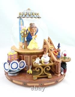RARE VTG Disney Beauty And The Beast Musical Lighted Snowglobe Snow Water Globe