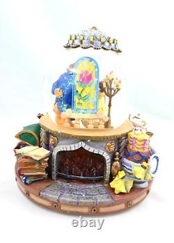 RARE VTG Disney Beauty And The Beast Musical Lighted Snowglobe Snow Water Globe