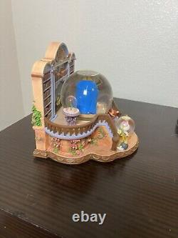 RARE VTG Disney Beauty and the Beast Library Double Snow Globe Music Box 90's