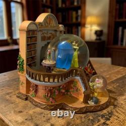 RARE VTG Disney Beauty and the Beast Library Double Snow Globe Music Box 90's