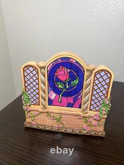 RARE VTG Disney Beauty and the Beast Library Double Snow Globe Music Box 90's
