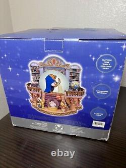 RARE VTG Disney Beauty and the Beast Library Double Snow Globe Music Box 90's
