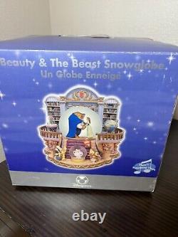 RARE VTG Disney Beauty and the Beast Library Double Snow Globe Music Box 90's