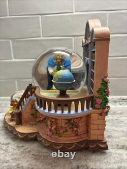 RARE VTG Disney Beauty & the Beast Library Double Snow Globe Music Box 90's L92