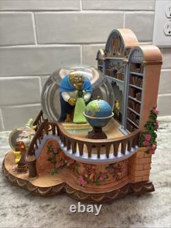 RARE VTG Disney Beauty & the Beast Library Double Snow Globe Music Box 90's L92
