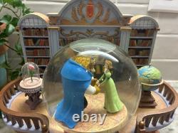 RARE VTG Disney Beauty & the Beast Library Double Snow Globe Music Box 90's L92