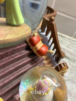 RARE VTG Disney Beauty & the Beast Library Double Snow Globe Music Box 90's L92