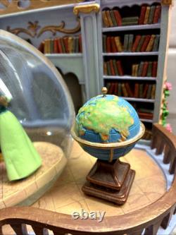 RARE VTG Disney Beauty & the Beast Library Double Snow Globe Music Box 90's L92