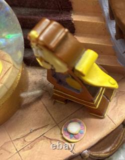 RARE VTG Disney Beauty & the Beast Library Double Snow Globe Music Box 90's L92