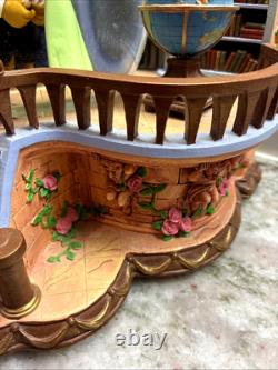 RARE VTG Disney Beauty & the Beast Library Double Snow Globe Music Box 90's L92