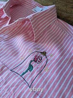 RARE! Vintage Disney Beauty and the Beast Striped Button Up Shirt Womens XL