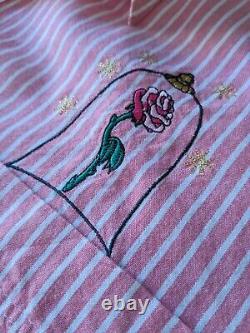 RARE! Vintage Disney Beauty and the Beast Striped Button Up Shirt Womens XL