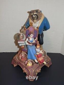 Rare Beautiful Disney 10th Anniversary Beauty & the Beast Figurine Snow Globe