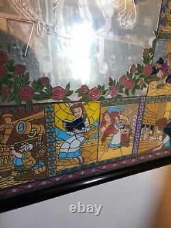 Rare Beauty And The Beast Collectible Picture Glass Mirror 25.5 X 37.5 Disney