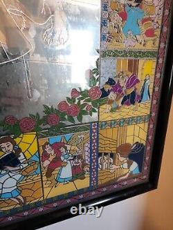 Rare Beauty And The Beast Collectible Picture Glass Mirror 25.5 X 37.5 Disney