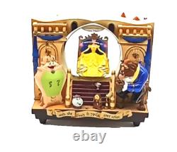 Rare DISNEY'S Belle Beauty and the Beast Double sided Book Snow Globe Music box