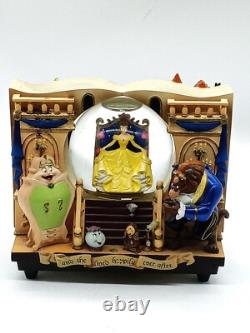 Rare DISNEY'S Belle Beauty and the Beast Double sided Book Snow Globe Music box
