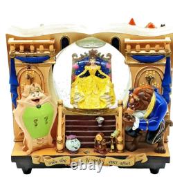 Rare DISNEY'S Belle Beauty and the Beast Double sided Book Snow Globe Music box